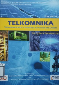 Image of Telkomnika : Telecommunication, Computing, Electronics and Control Vol. 13 No. 4, December 2015