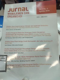 Image of Jurnal Manajemen dan Organisasi Vol. 1 No. 2 Agustus 2010