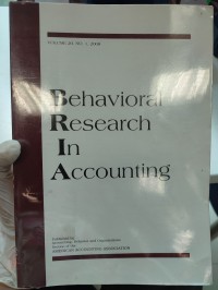 Image of Behavioral Research In Accounting, vol. 20, no. 1, 2008