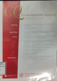 Image of Cornell hospitality quarterly Volume 59 No. 2 May 2018