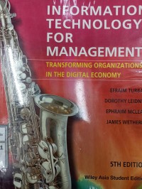 Image of Information technology for management : transforming organizations in the digital economy. Fifth Edition