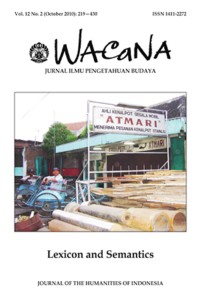 Image of Wacana : Jurnal ilmu pengetahuan budaya Vol 12 No 2, Oktober 2010 : 219-430